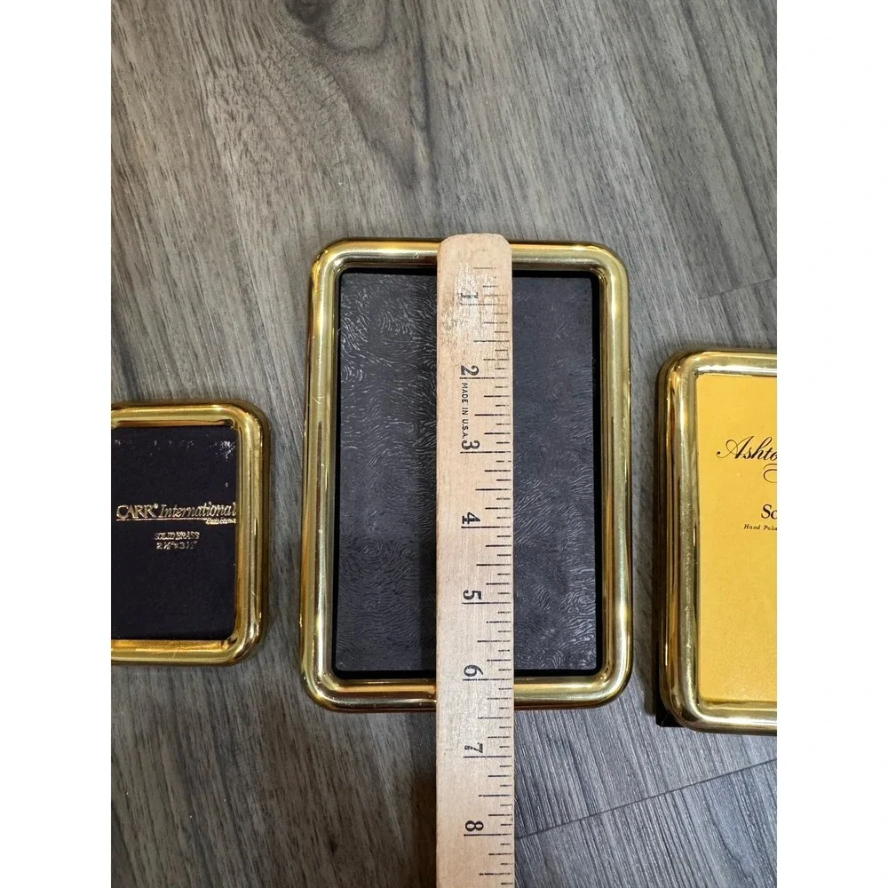 Vintage Brass Picture Frames Set Lot Gold Hollywood Regency MCM Decor 4pc